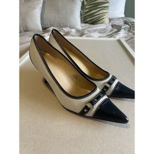 J. Crew Made In Italy Canvas Cap Toe Buckle Pumps 8.5 Academia Preppy Office
